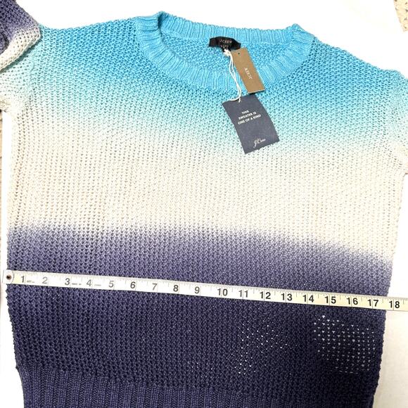 NWT J Crew Ombre Sweater xxs Turquoise White - Picture 5 of 8